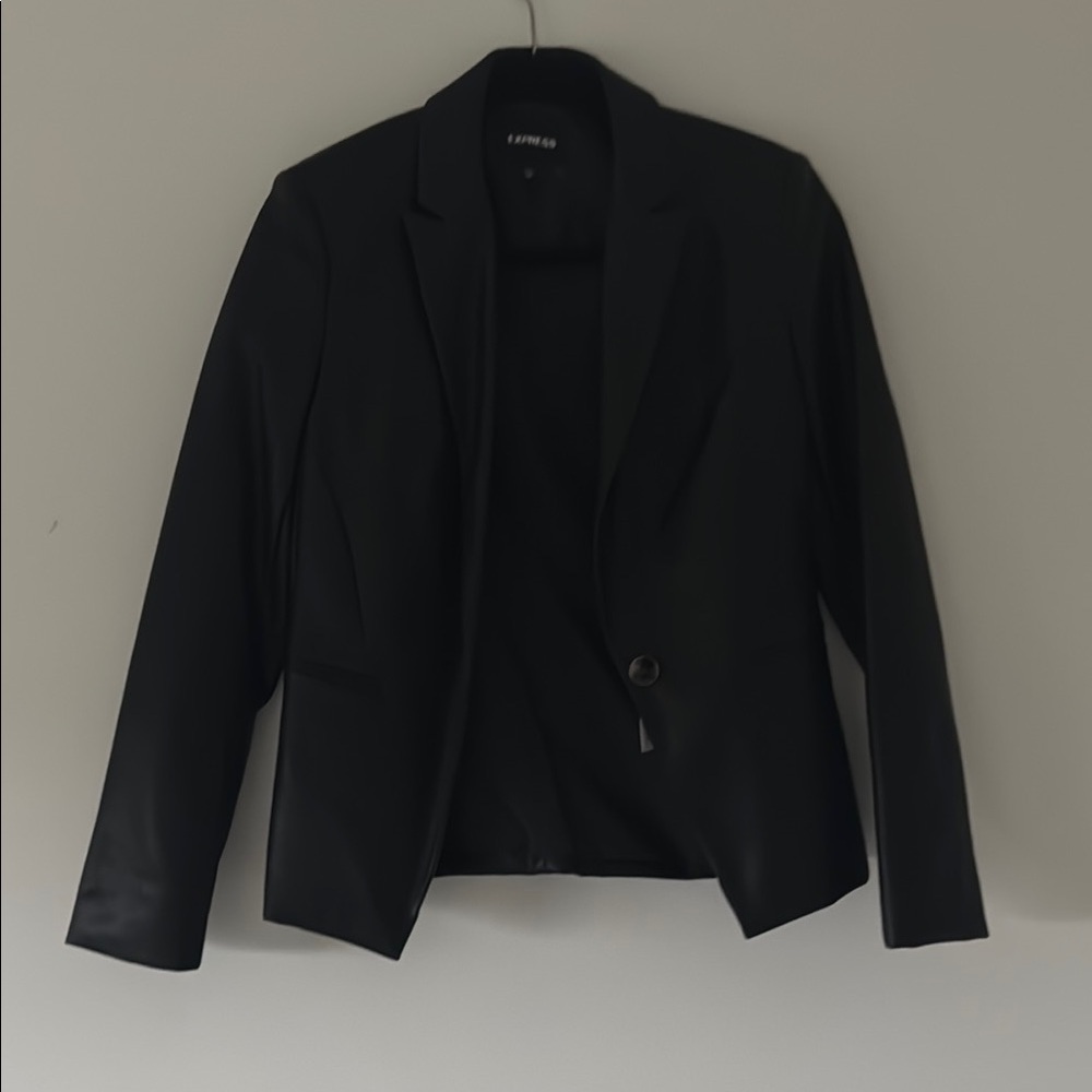 Elegant Black Leather Women's Blazer